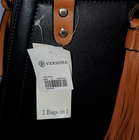 Black Faux Leather Handbag w/ wallet - Picture 3 of 4